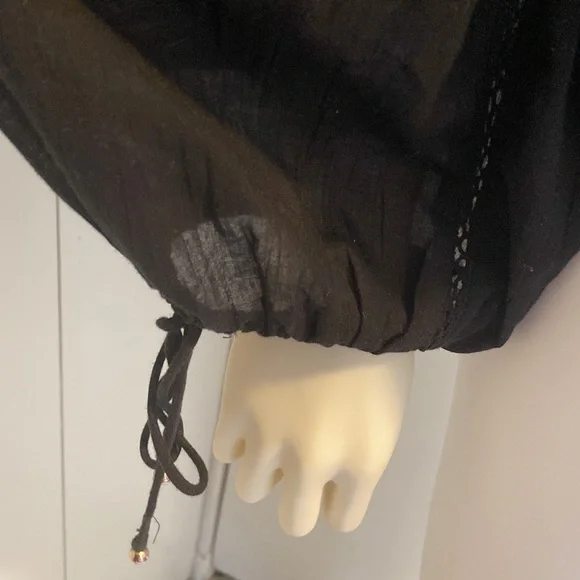 Free People Intimates Bodysuit Black Off Shoulder Long Puff Sleeve Shirt XS NWT - Picture 7 of 14